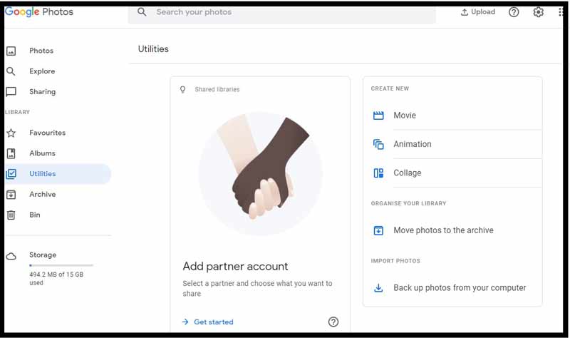 Google Fotos PC‑Oberfläche