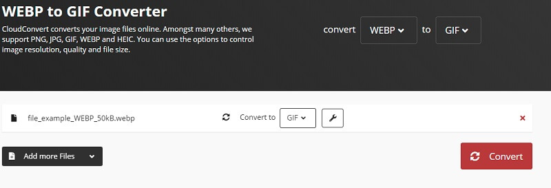 CloudConvert WEBP in GIF
