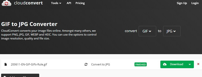 CloudConvert GIF in JPG konvertieren