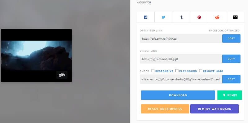 GIFs.com Oberfläche