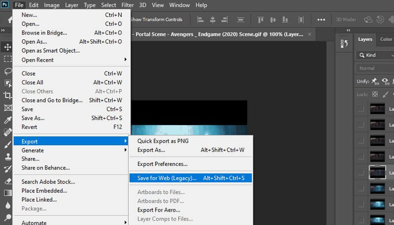 In Photoshop Änderungen am GIF speichern
