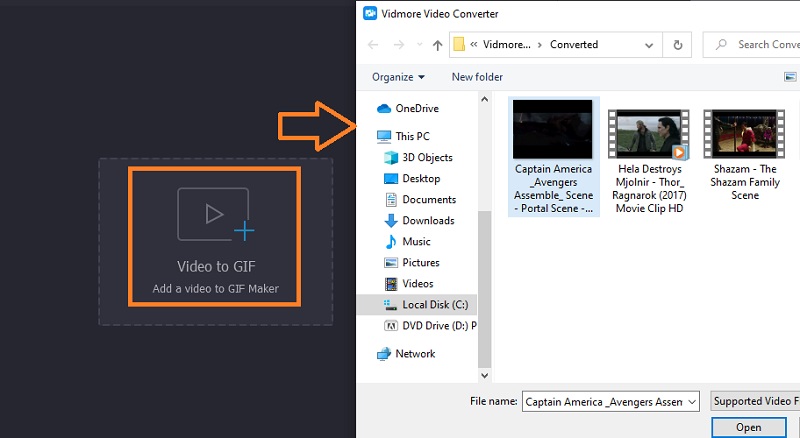 Vidmore VC – Video hochladen