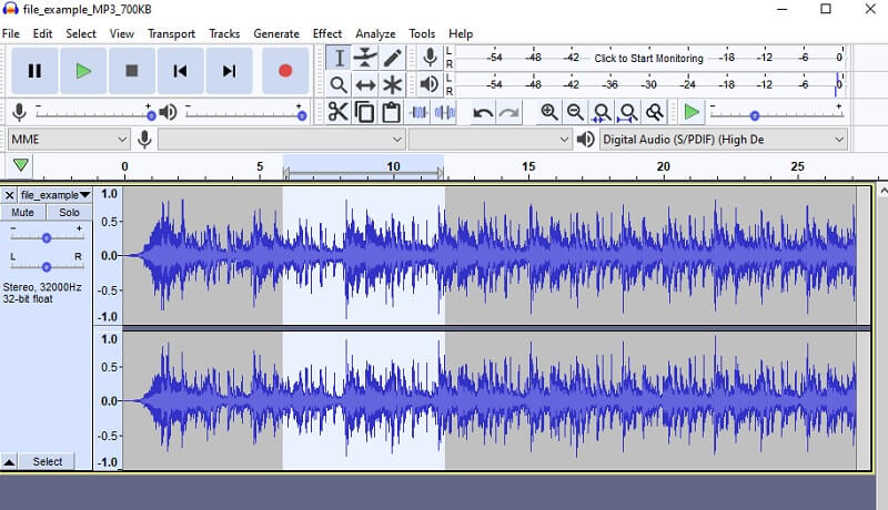 Audacity Oberfläche Music Cutter