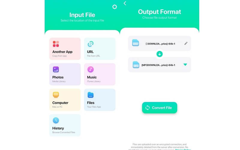 TheAudioConverter Interface WAV-zu-MP3-Konverter