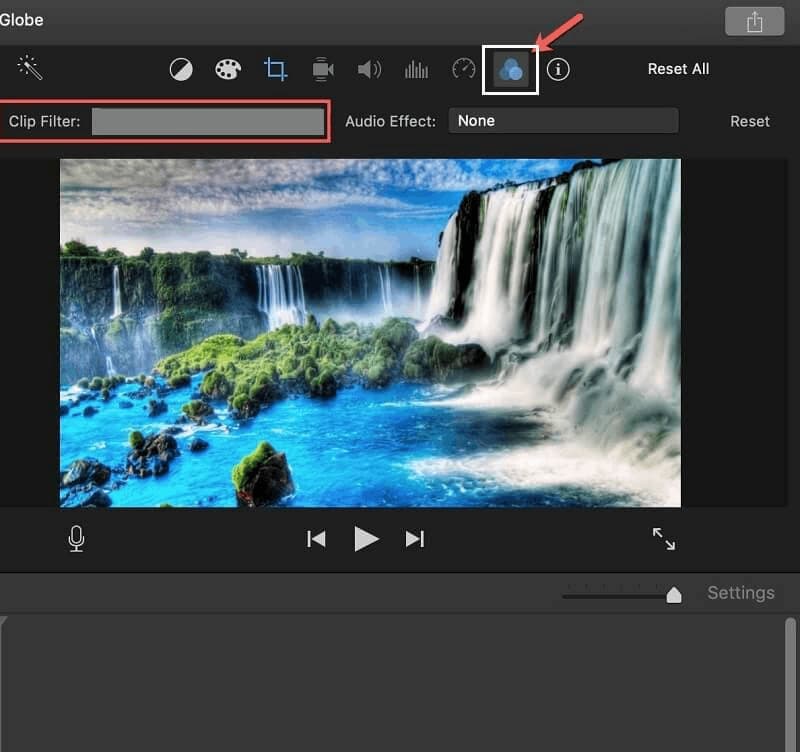 iMovie Auf die Filter‑Schaltfläche tippen