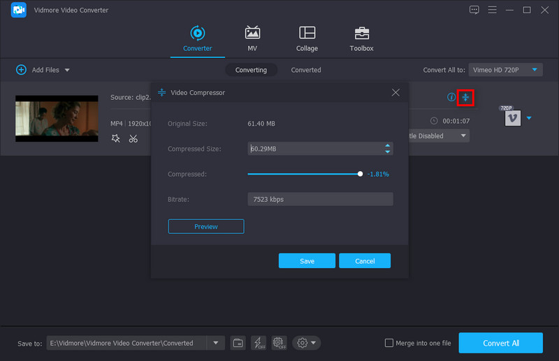 Hauptoberfläche des Video Compressors