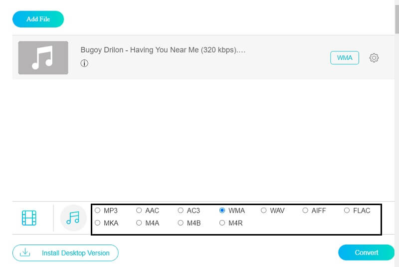 Vidmore Free WMA auswählen