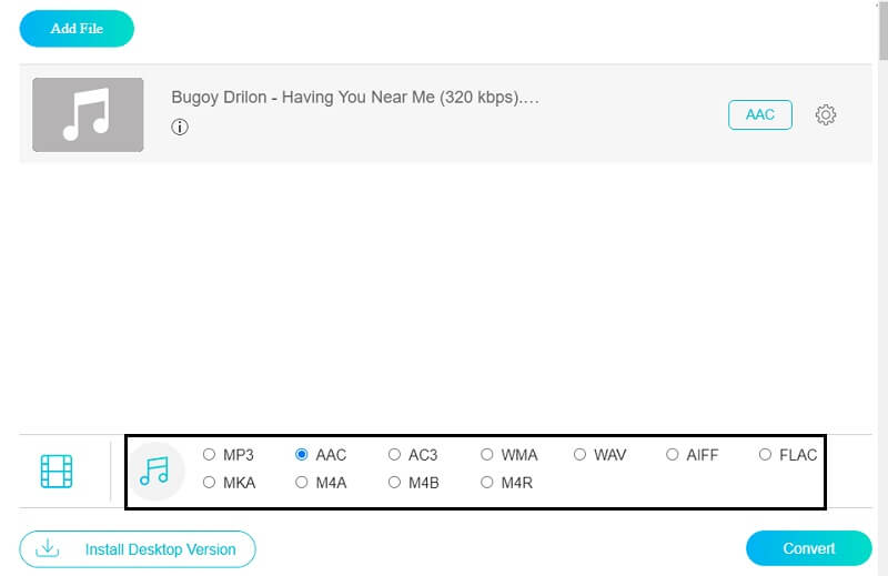 Vidmore Online Format wählen
