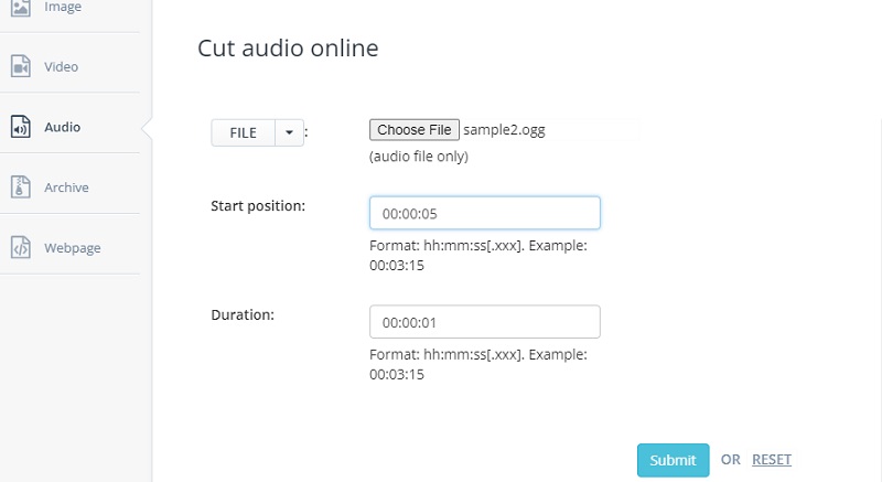 Aconvert Weboberfläche