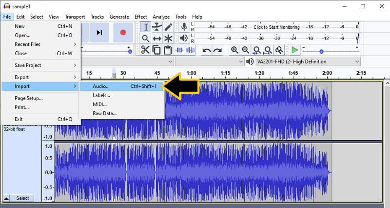 Audacity Audiodatei hinzufügen