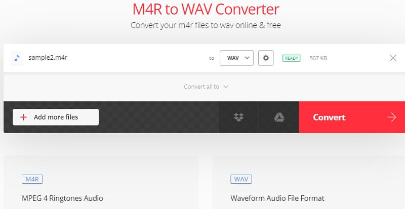 Convertio-Tool M4R in WAV konvertieren