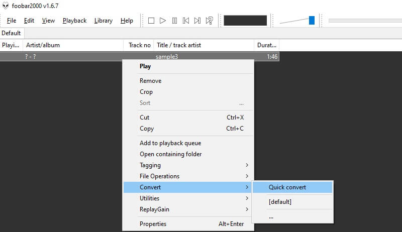 Foobar 2000 FLAC‑Datei konvertieren