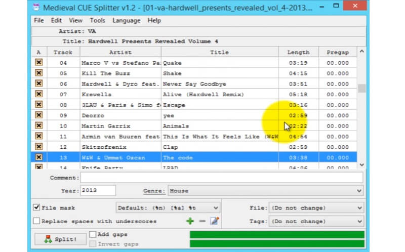 Medieval Cue Splitter FLAC splitten