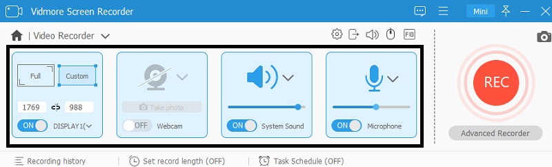 Aufnahme mit Vidmore starten