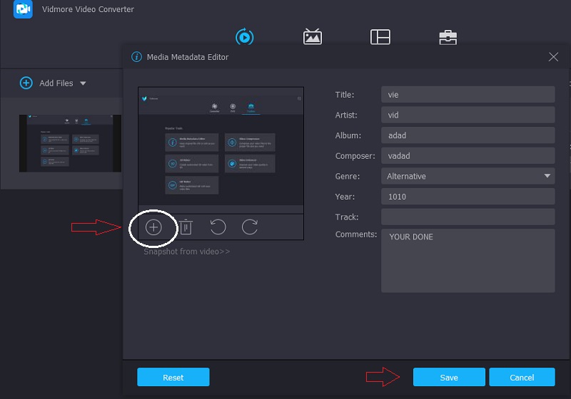 Vidmore Titelbild hinzufügen