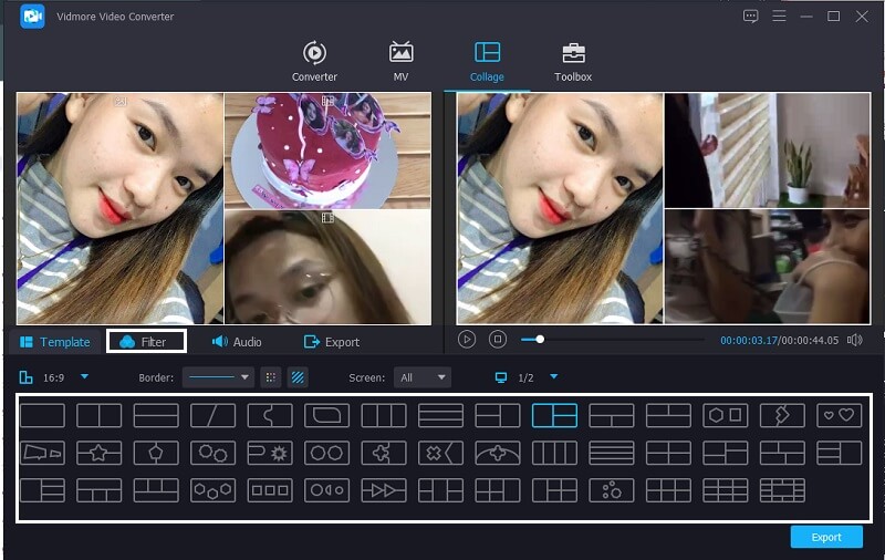 Vidmore Vorlagen wählen