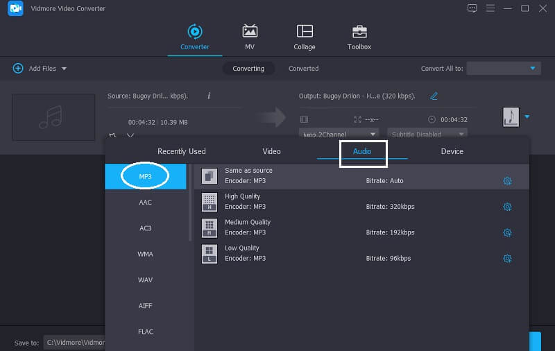Vidmore Format auswählen