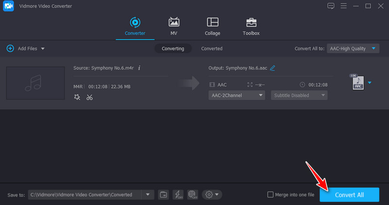 Vidmore M4R in AAC konvertieren