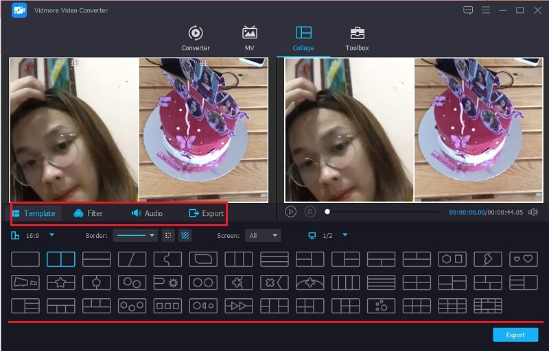 Vidmore Videocollage erstellen