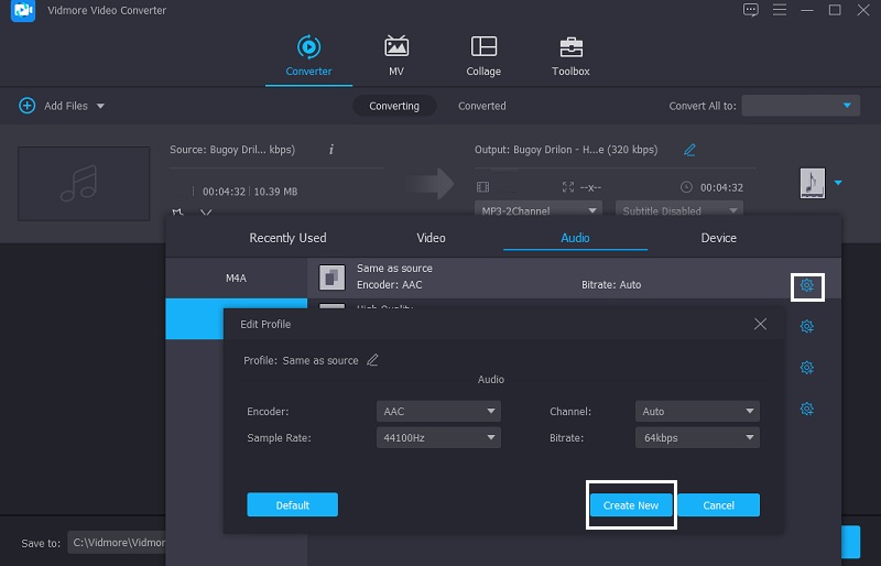 Vidmore Qualität anpassen