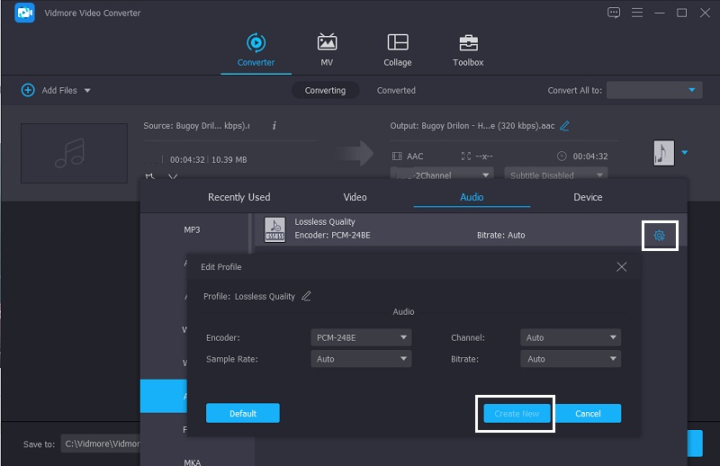 Vidmore Qualität anpassen