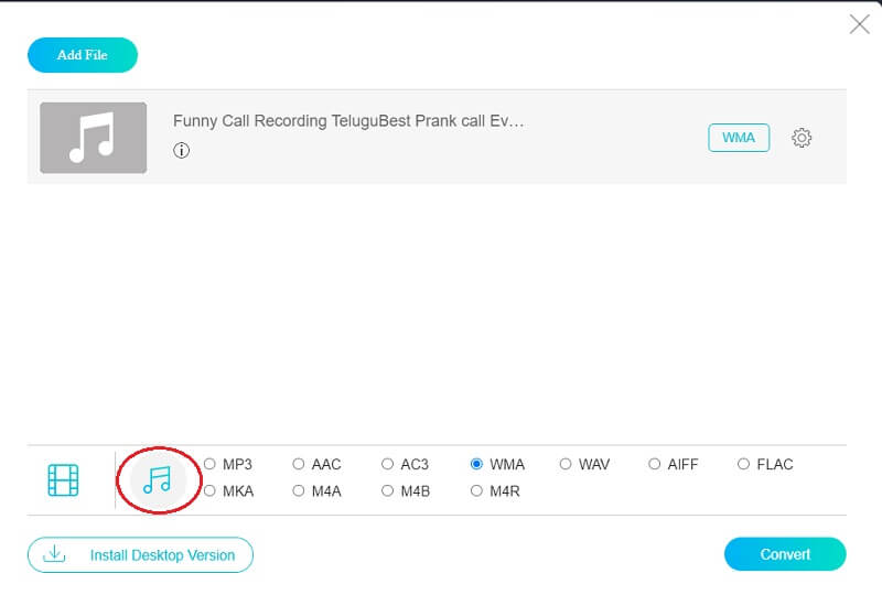 Vidmore Online – AAC auswählen