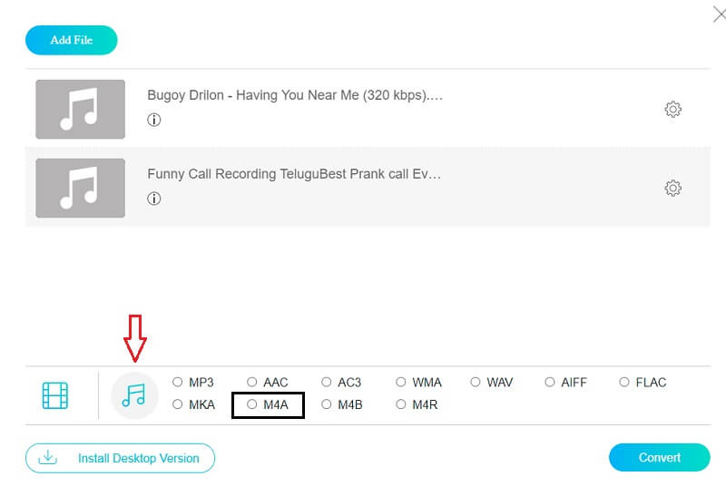 Vidmore Online Format wählen