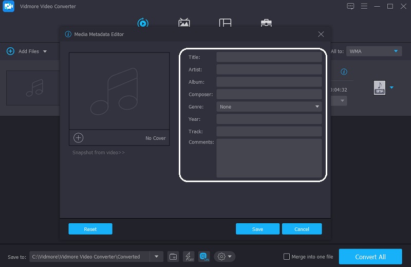 Vidmore Metadaten einfügen