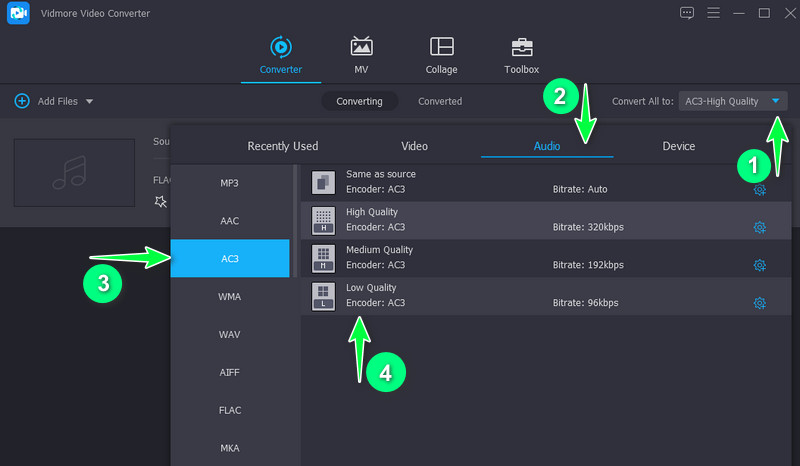 Vidmore Ausgabeformat wählen