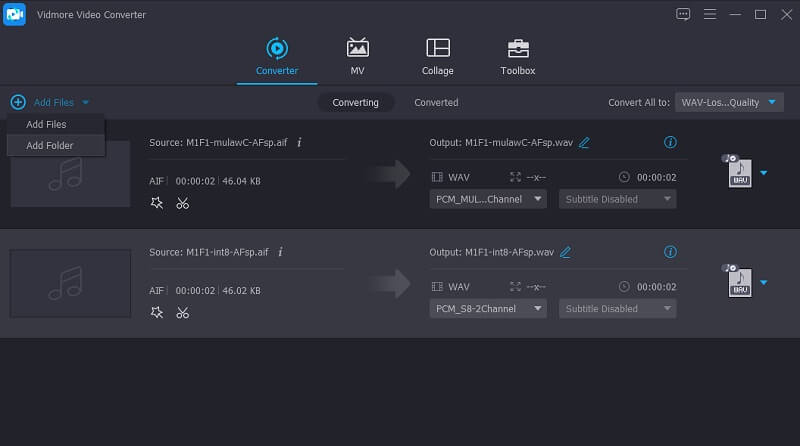 Vidmore VC AIFF-Dateien hinzufügen