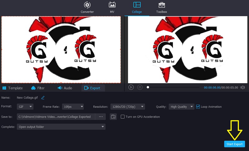 Vidmore VC – Exportieren des endgültigen Ergebnisses
