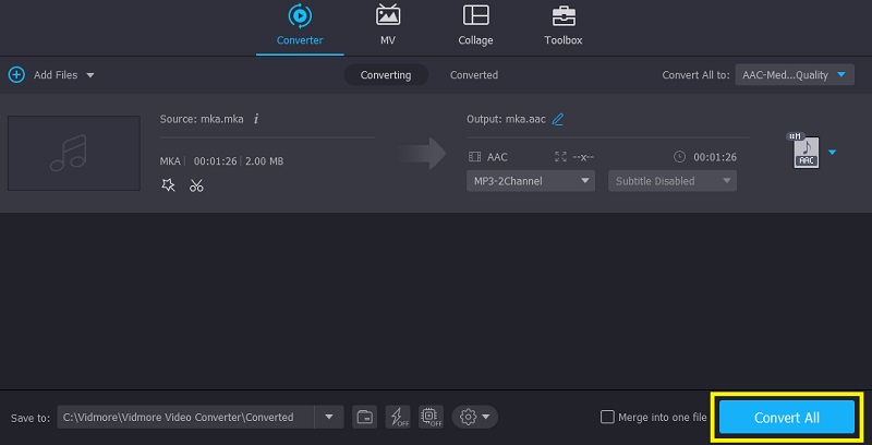 Vidmore VC MKA in AAC konvertieren