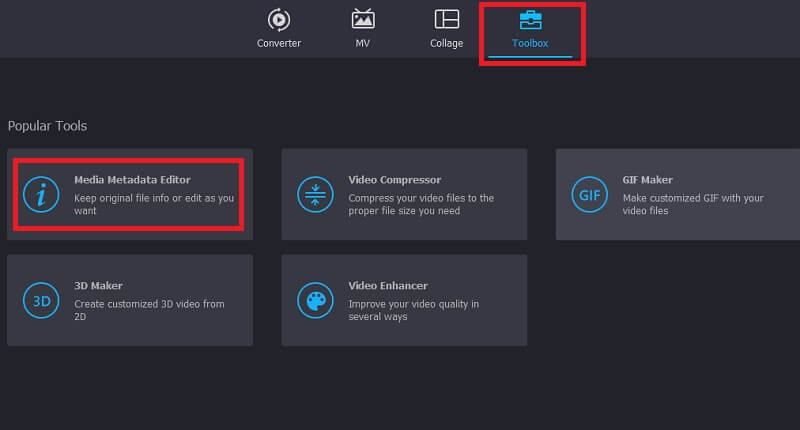 Vidmore VC Metadaten-Editor öffnen