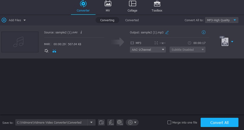 Vidmore VC bearbeitete M4R speichern