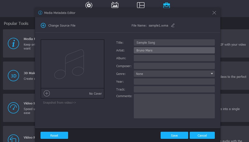 Vidmore VC WMA-Media-Metadaten