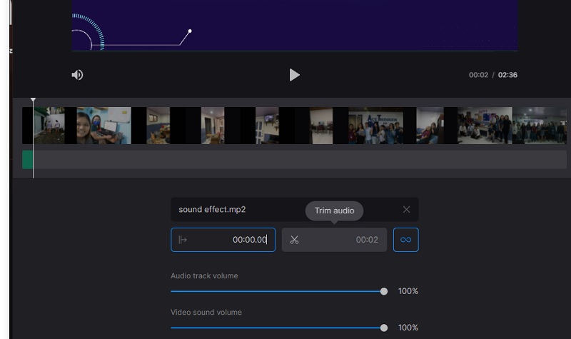 Clideo Audioeinstellungen anpassen
