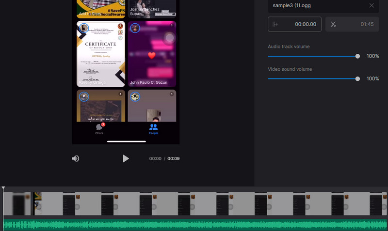 Clideo Audio und Video kombinieren
