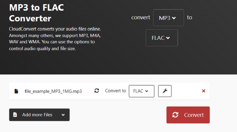 Cloud Convert MP3 in FLAC konvertieren