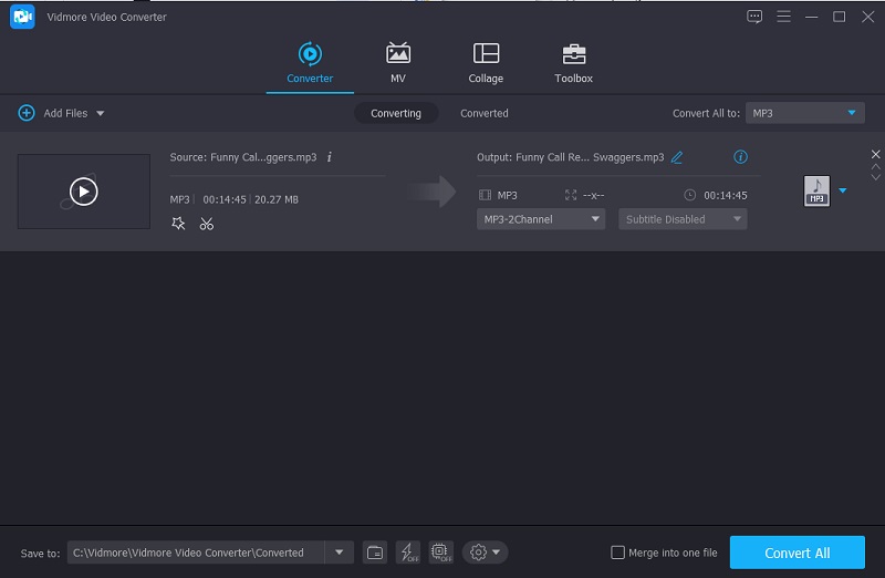 Das komprimierte Audio konvertieren Vidmore