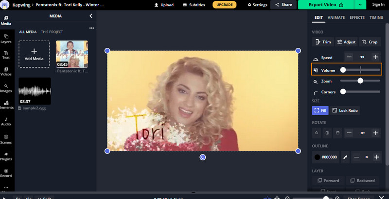 Audio in Kapwing entfernen