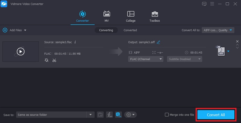 Vidmore Konvertierung abschließen
