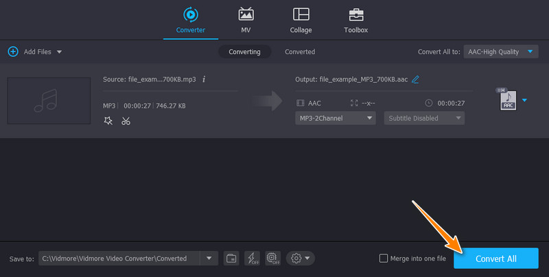 Vidmore MP3 in AAC konvertieren