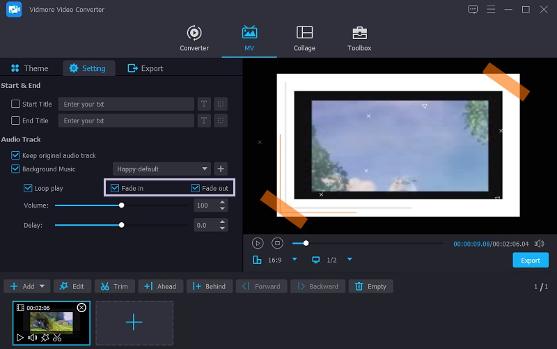 Vidmore Fade-In-Out-Effekte