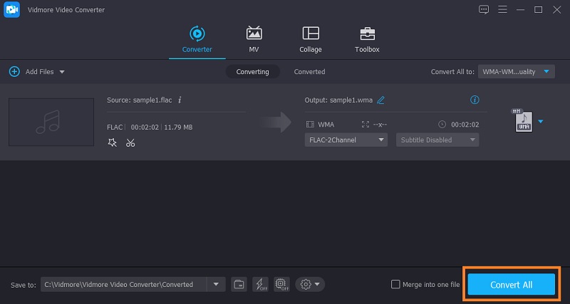 Vidmore Konvertierungsauftrag ausführen