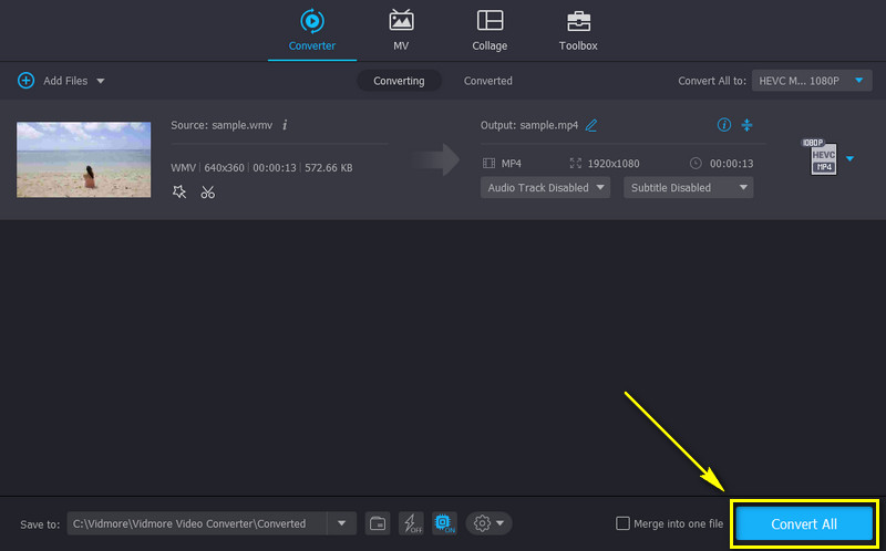Vidmore Ergebnis speichern