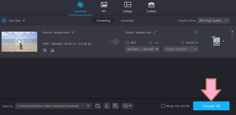 Vidmore Projekt speichern