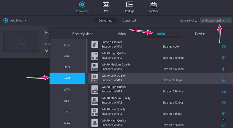 Vidmore Audio auswählen