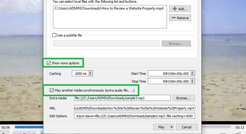 VLC weitere Medienoptionen
