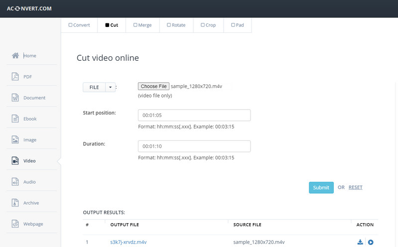 Aconvert Com M4V schneiden