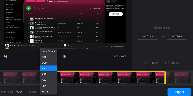 Clideo-Zuschneideoberfläche